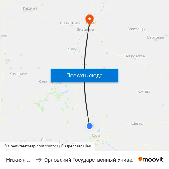 Нижняя Медведица to Орловский Государственный Университет. Медицинский Институт map