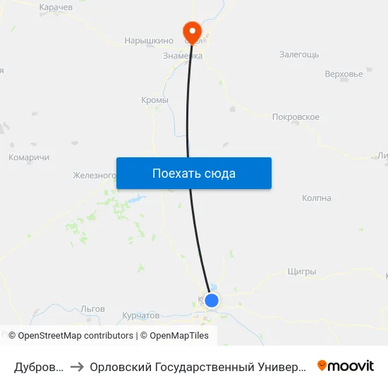 Дубровинского to Орловский Государственный Университет. Медицинский Институт map
