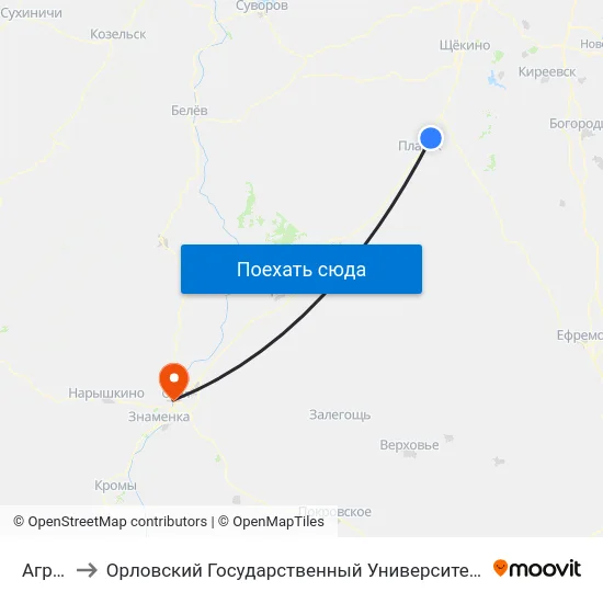 Агролес to Орловский Государственный Университет. Медицинский Институт map