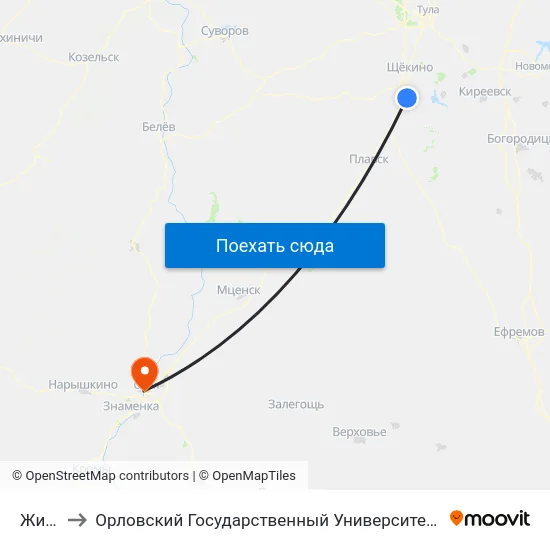 Житово to Орловский Государственный Университет. Медицинский Институт map