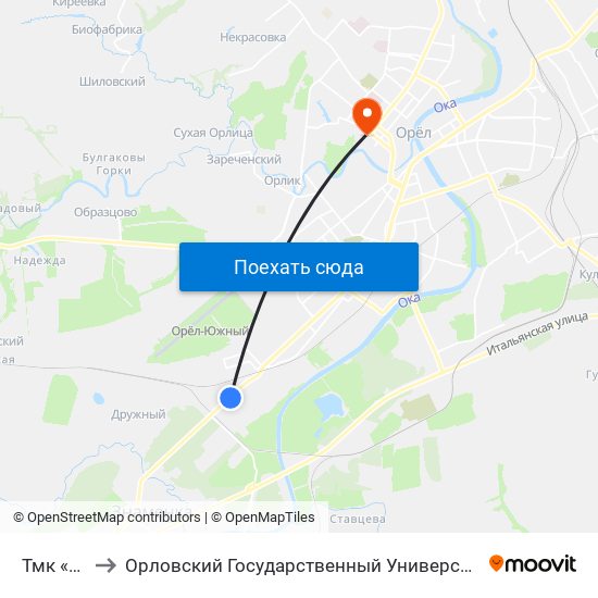Тмк «Гринн» to Орловский Государственный Университет. Медицинский Институт map
