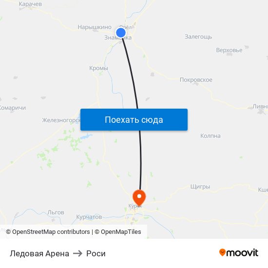 Ледовая Арена to Роси map