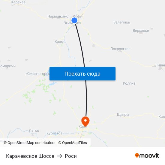 Карачевское Шоссе to Роси map