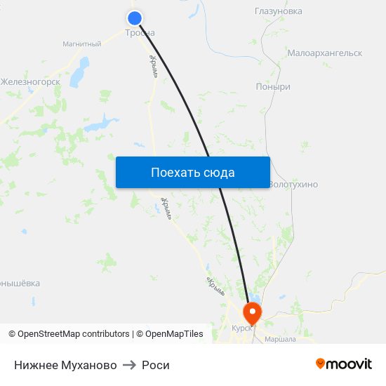 Нижнее Муханово to Роси map