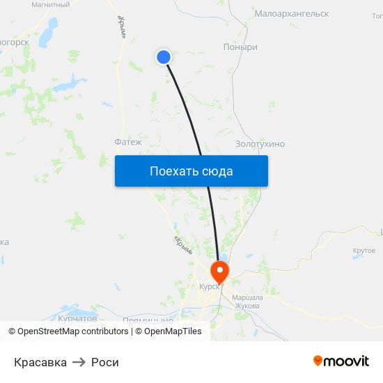 Красавка to Роси map