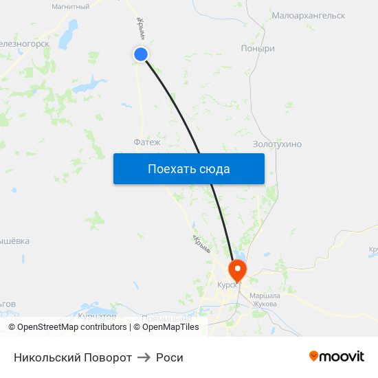 Никольский Поворот to Роси map