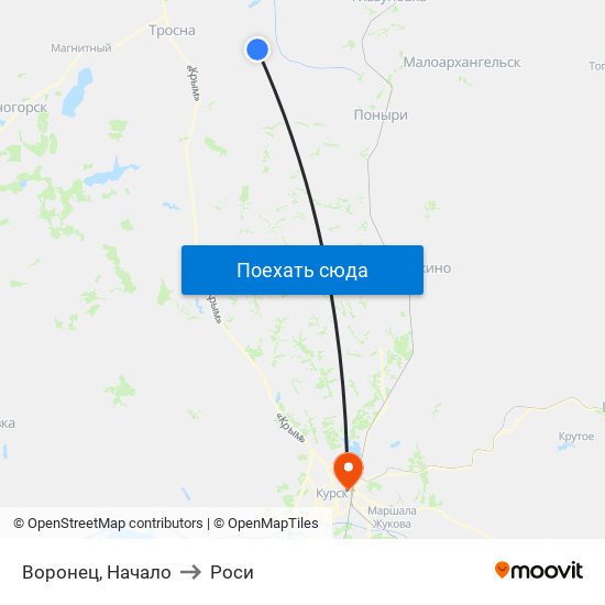 Воронец, Начало to Роси map