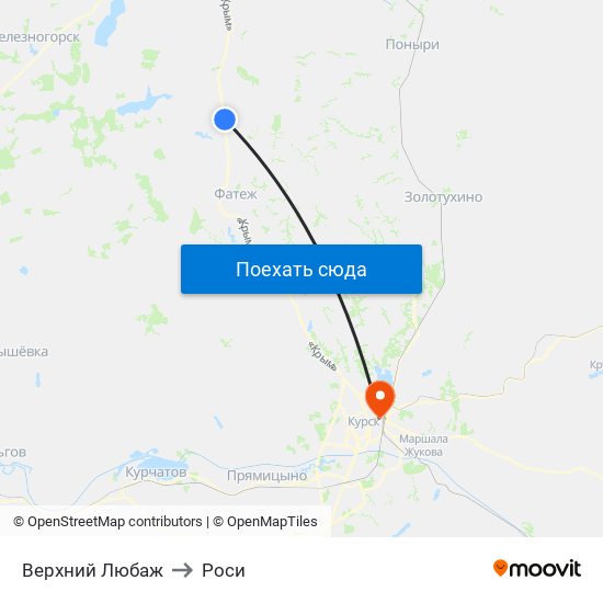 Верхний Любаж to Роси map