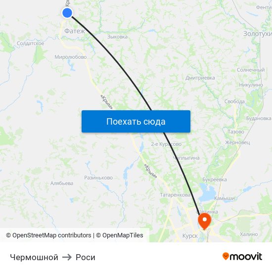 Чермошной to Роси map