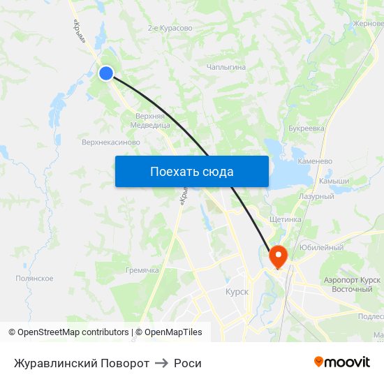 Журавлинский Поворот to Роси map