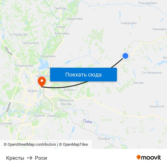 Кресты to Роси map