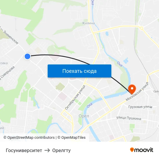 Госуниверситет to Орелгту map