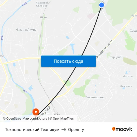 Технологический Техникум to Орелгту map