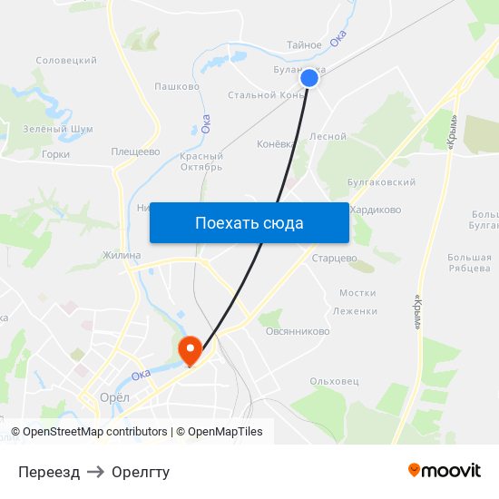 Переезд to Орелгту map