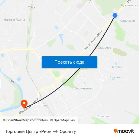 Торговый Центр «Рио» to Орелгту map
