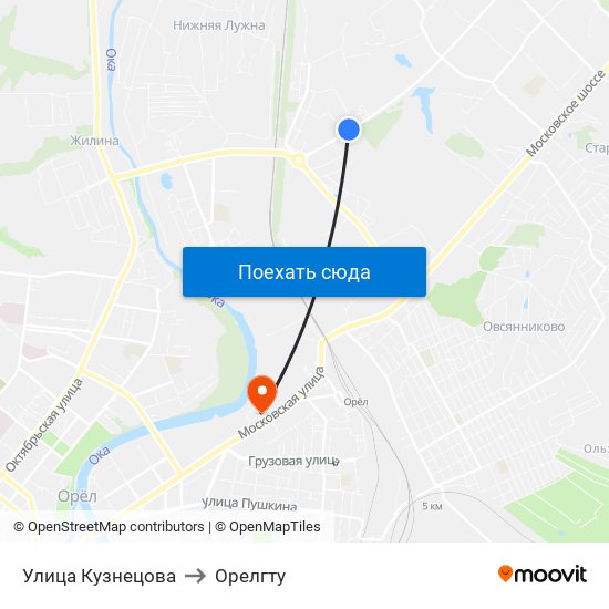 Улица Кузнецова to Орелгту map