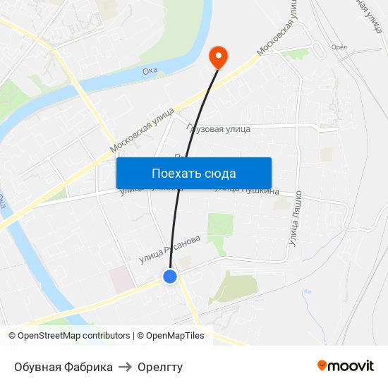 Обувная Фабрика to Орелгту map