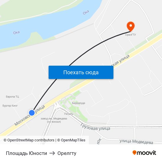 Завод Имени Медведева to Орелгту map
