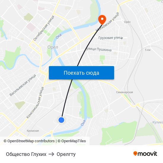 Общество Глухих to Орелгту map