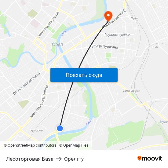 Лесоторговая База to Орелгту map