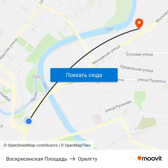 Воскресенская Площадь to Орелгту map
