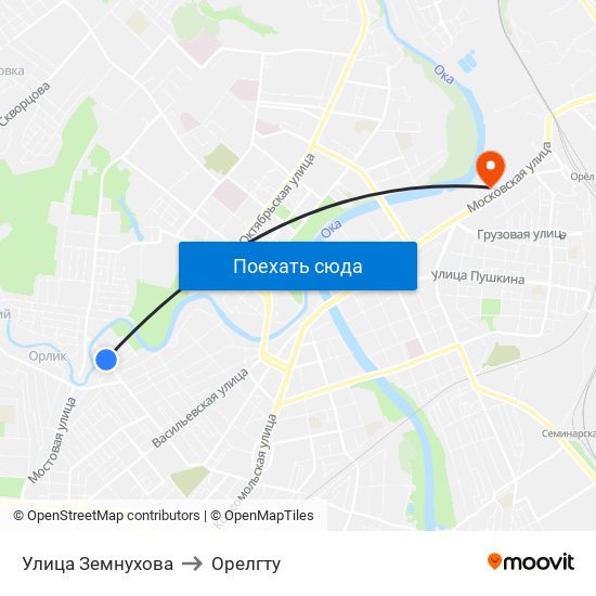 Улица Земнухова to Орелгту map