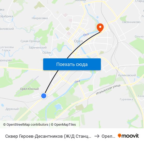 Сквер Героев-Десантников (Ж/Д Станция «Цон») to Орелгту map