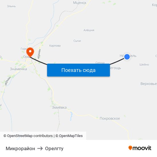 Микрорайон to Орелгту map