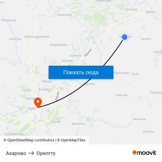 Азарово to Орелгту map