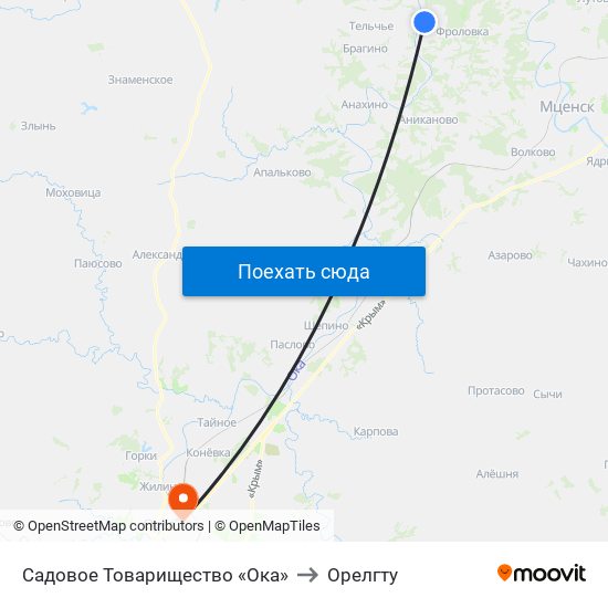 Садовое Товарищество «Ока» to Орелгту map