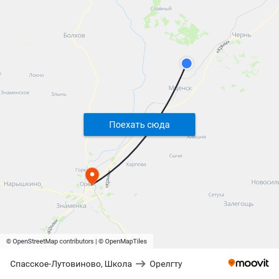 Спасское-Лутовиново, Школа to Орелгту map