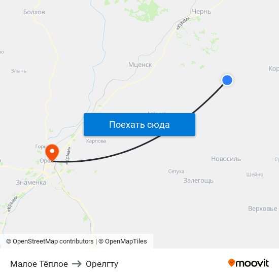 Малое Тёплое to Орелгту map