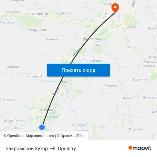 Закромской Хутор to Орелгту map