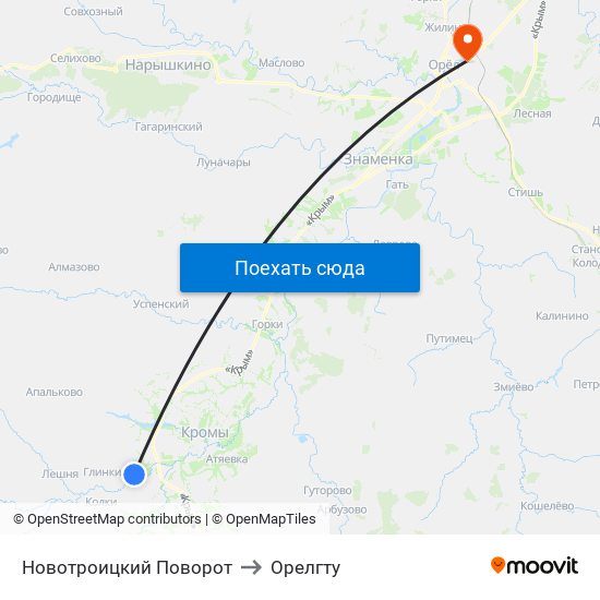 Новотроицкий Поворот to Орелгту map