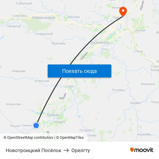 Новотроицкий Посёлок to Орелгту map