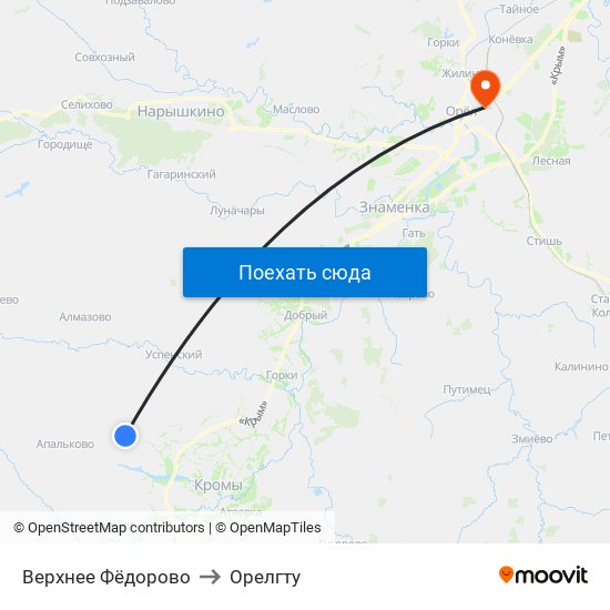 Верхнее Фёдорово to Орелгту map