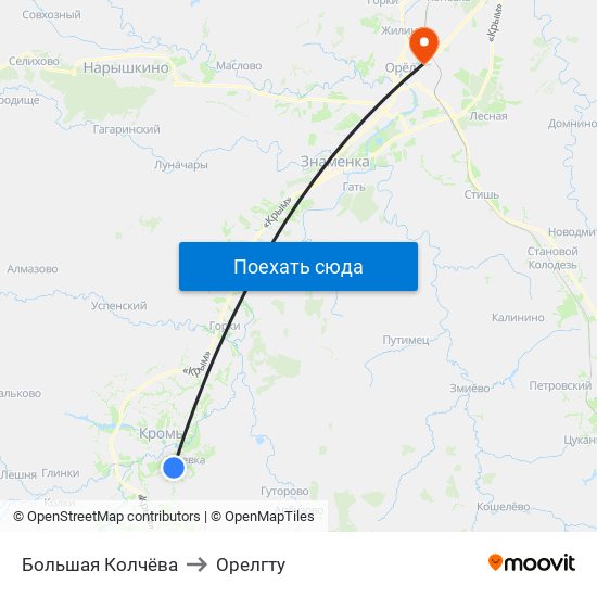 Большая Колчёва to Орелгту map