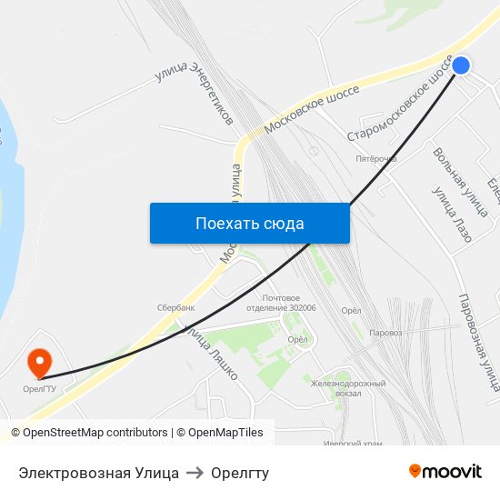 Электровозная Улица to Орелгту map