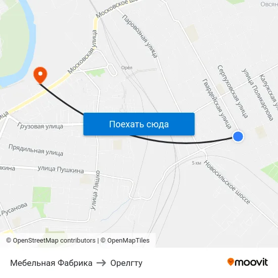 Мебельная Фабрика to Орелгту map