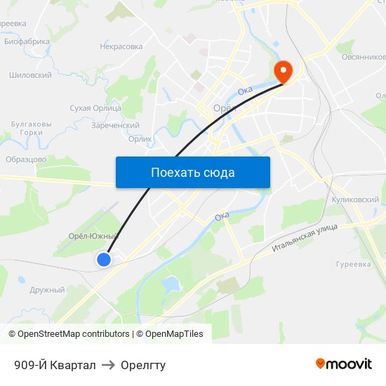 909-Й Квартал to Орелгту map