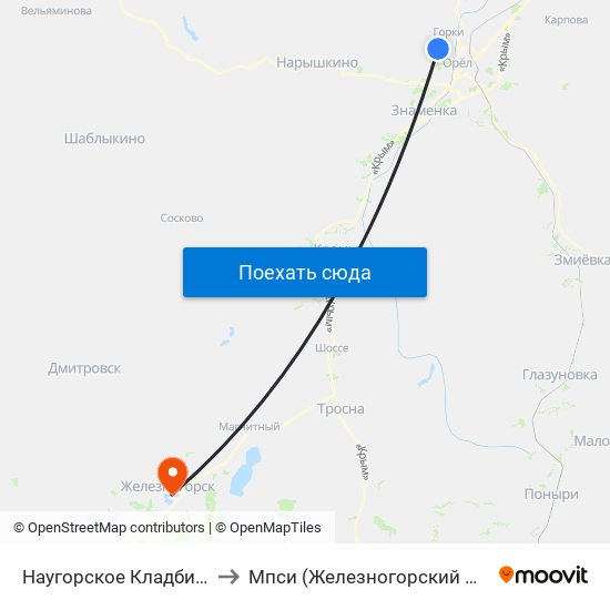 Наугорское Кладбище to Мпси (Железногорский Ф-Л) map