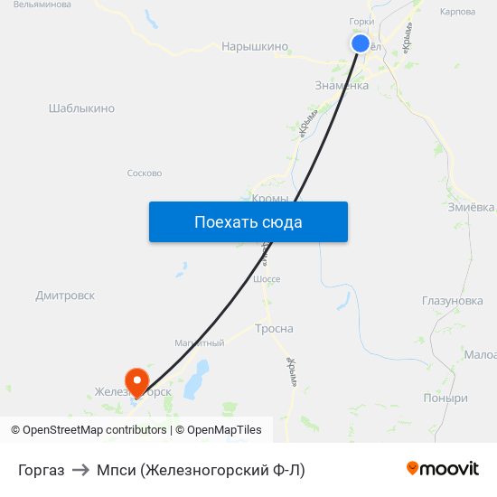 Горгаз to Мпси (Железногорский Ф-Л) map