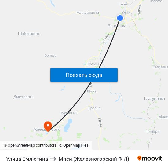 Улица Емлютина to Мпси (Железногорский Ф-Л) map