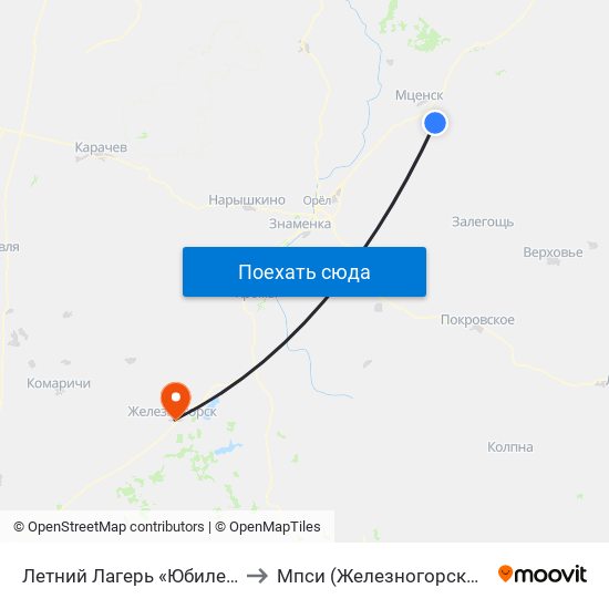 Летний Лагерь «Юбилейный» to Мпси (Железногорский Ф-Л) map
