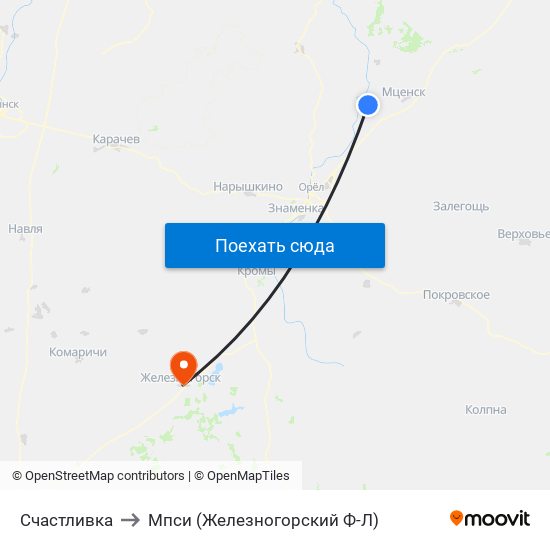 Счастливка to Мпси (Железногорский Ф-Л) map