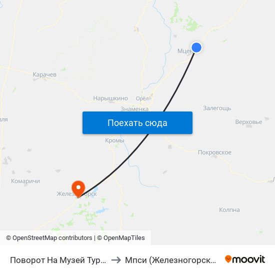 Поворот На Музей Тургенева to Мпси (Железногорский Ф-Л) map