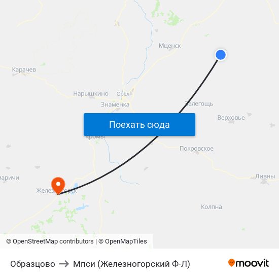 Образцово to Мпси (Железногорский Ф-Л) map