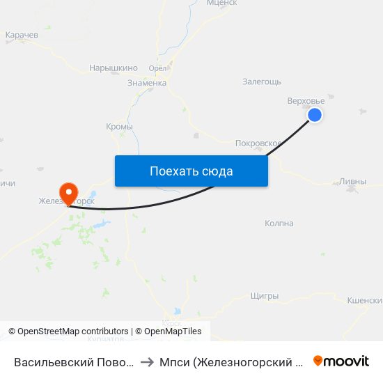 Васильевский Поворот to Мпси (Железногорский Ф-Л) map
