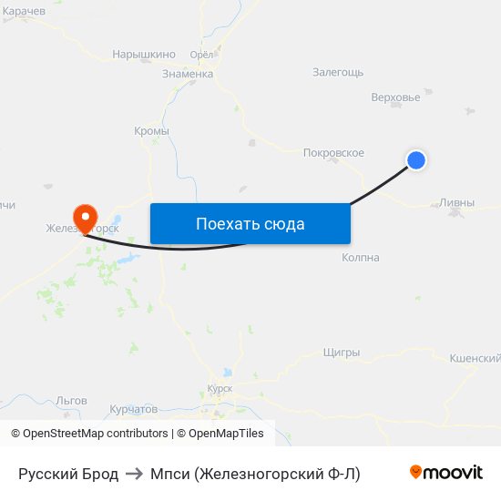 Русский Брод to Мпси (Железногорский Ф-Л) map