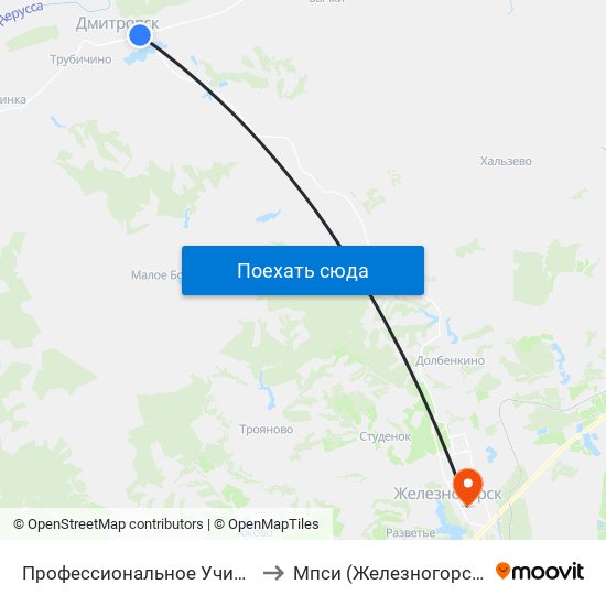 Профессиональное Училище №21 to Мпси (Железногорский Ф-Л) map